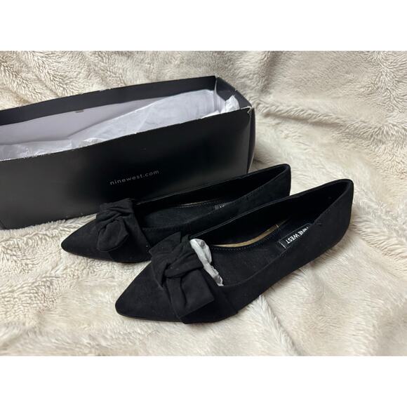 NEW Nine West Black Suede Flats with Bow Detail Size 5M - Picture 5 of 5
